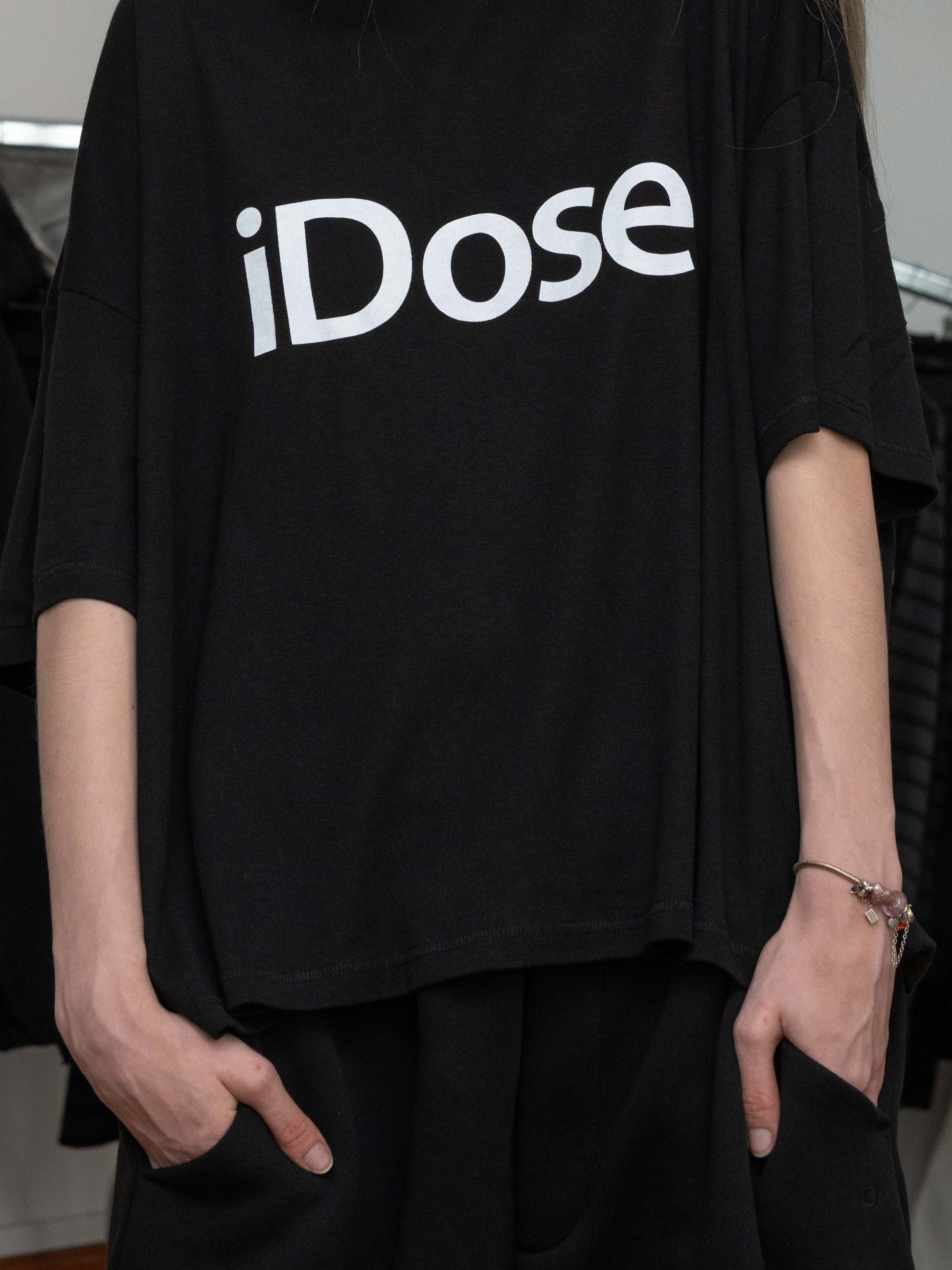 RIB BAGGY TEE iDOSE  - BLACK