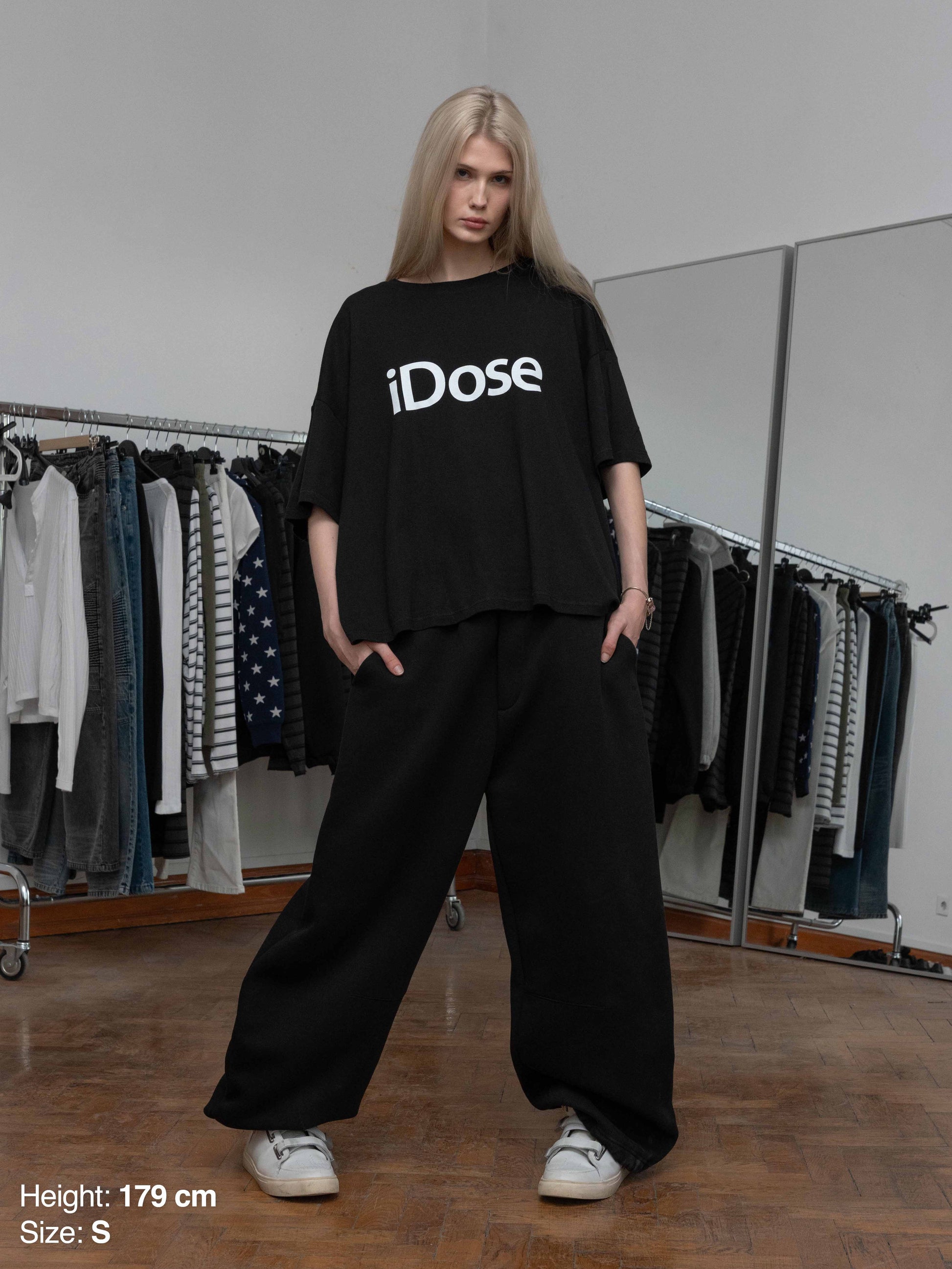 RIB BAGGY TEE iDOSE  - BLACK
