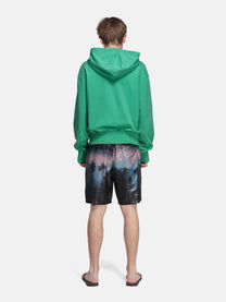 RIPPED COLLAR HOODIE - GREEN KEEP CALM