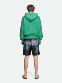 RIPPED COLLAR HOODIE - GREEN KEEP CALM