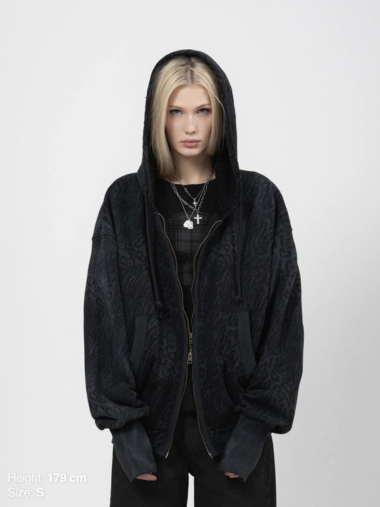 2010 ZIP HOODIE – SCHWARZER LEOPARD