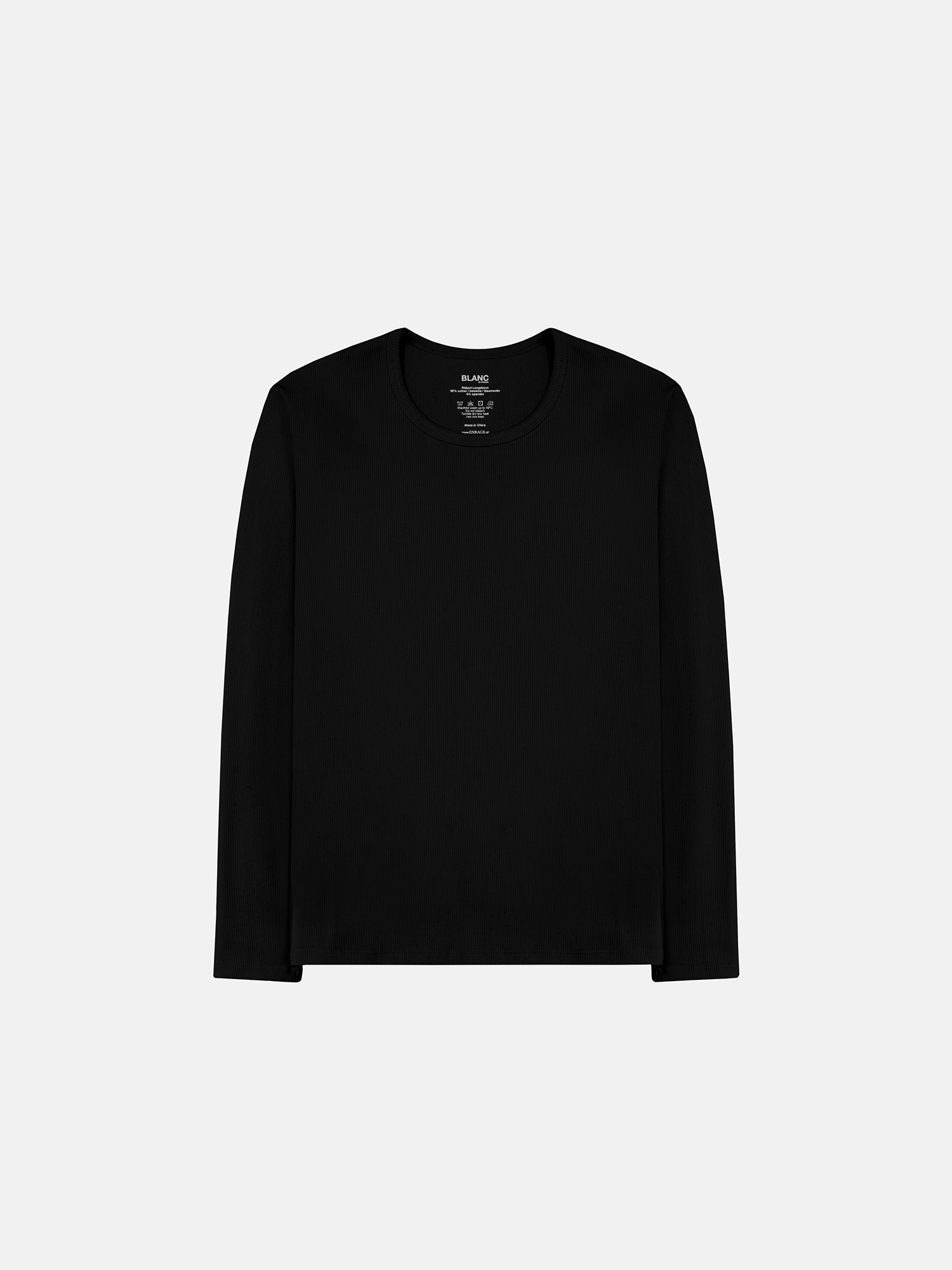 GERIPPTER LANGARMSHIRT - SCHWARZ