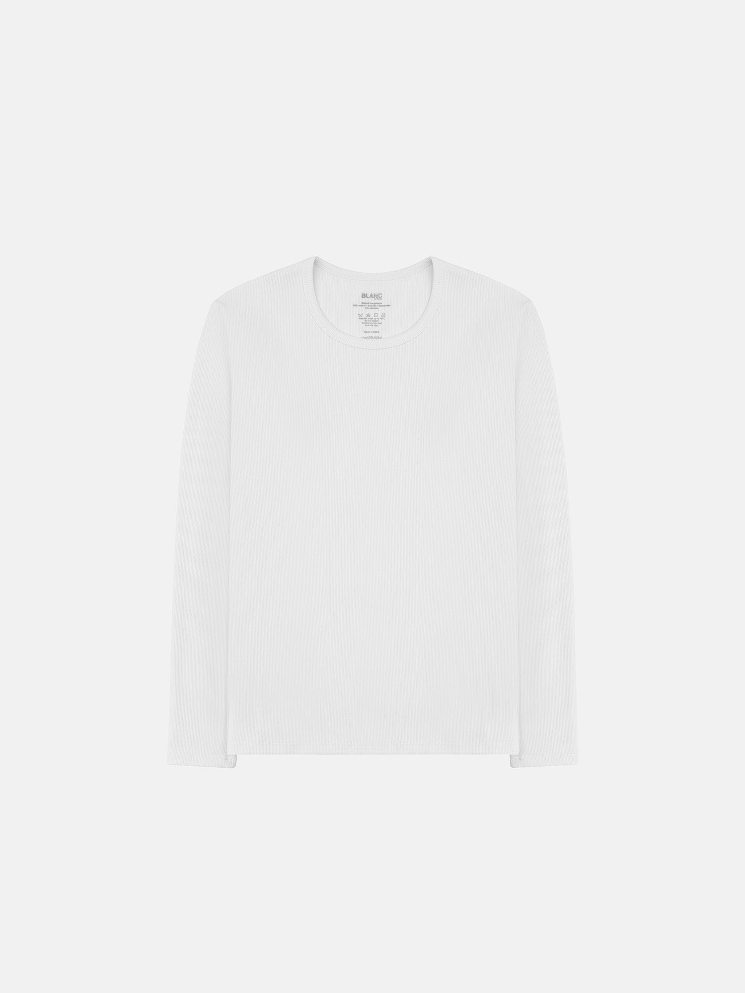 GERIPPTER LANGARMSHIRT - WEISS