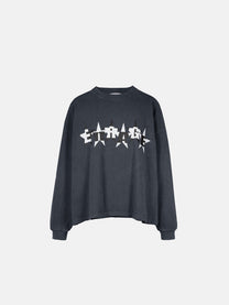 STARS LONGSLEEVE - VINTAGE SCHWARZ