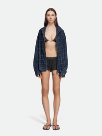 FLANNEL HOODIE - NAVY