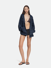 FLANNEL HOODIE - NAVY
