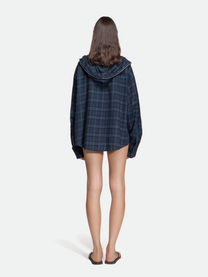 FLANNEL HOODIE - NAVY
