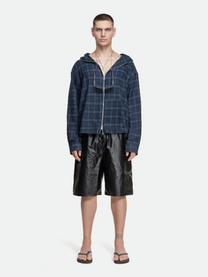 FLANNEL HOODIE - NAVY