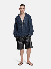 FLANEL HOODIE - NAVY