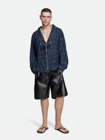 FLANNEL HOODIE - NAVY