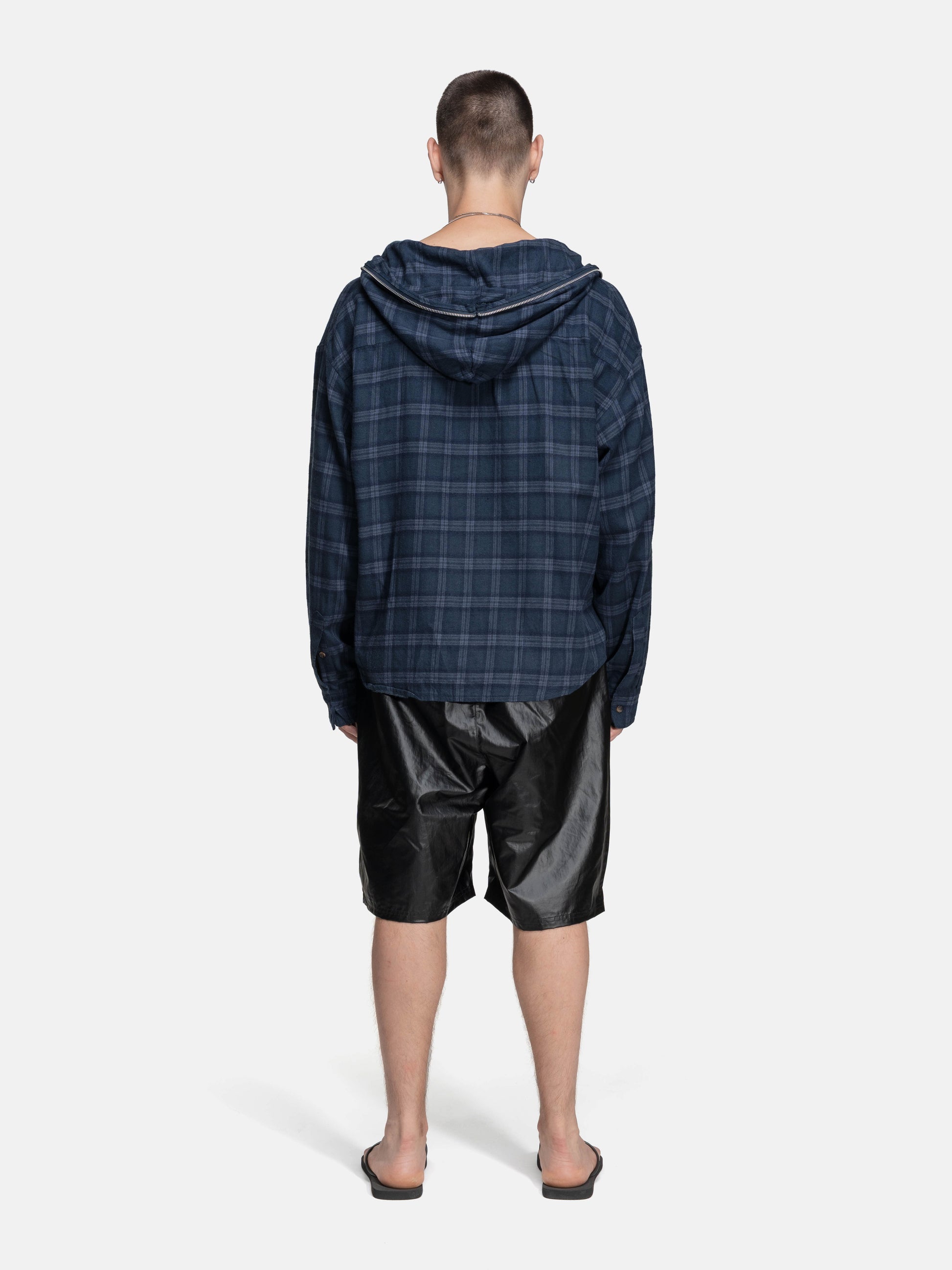 FLANEL HOODIE - NAVY