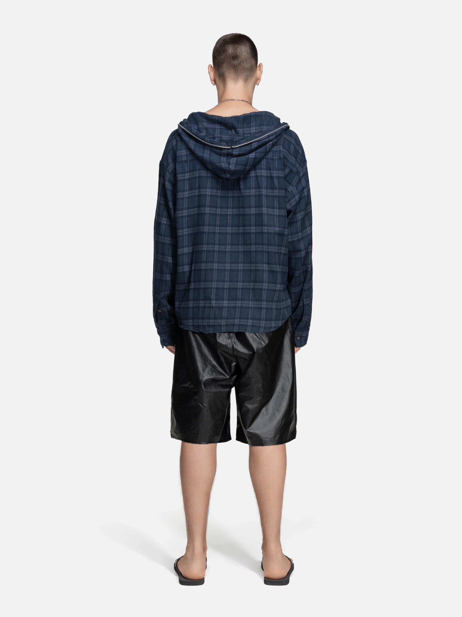 FLANNEL HOODIE - NAVY