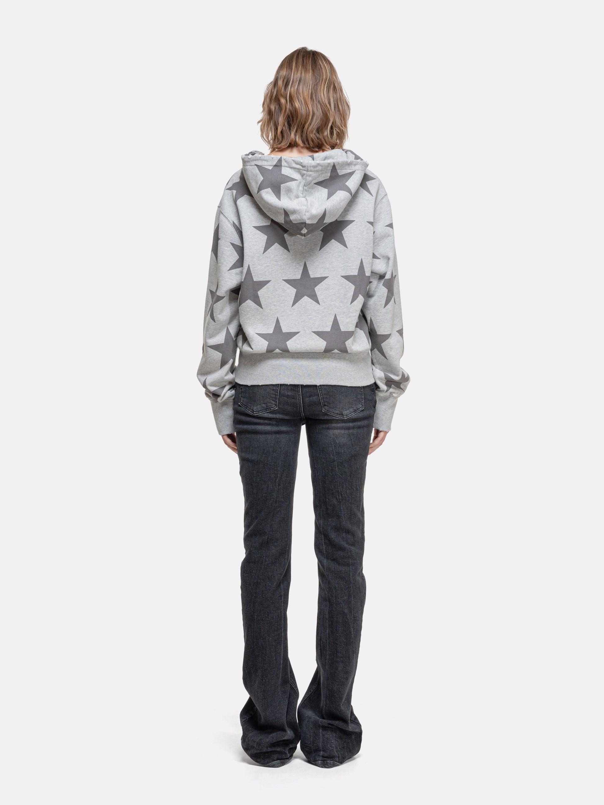 RIPPED COLLAR HOODIE - STARS