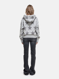 RIPPED COLLAR HOODIE - STARS