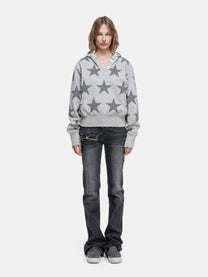 RIPPED COLLAR HOODIE - STARS