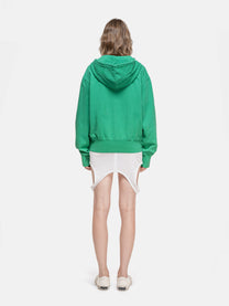 RIPPED COLLAR HOODIE - GREEN KEEP CALM