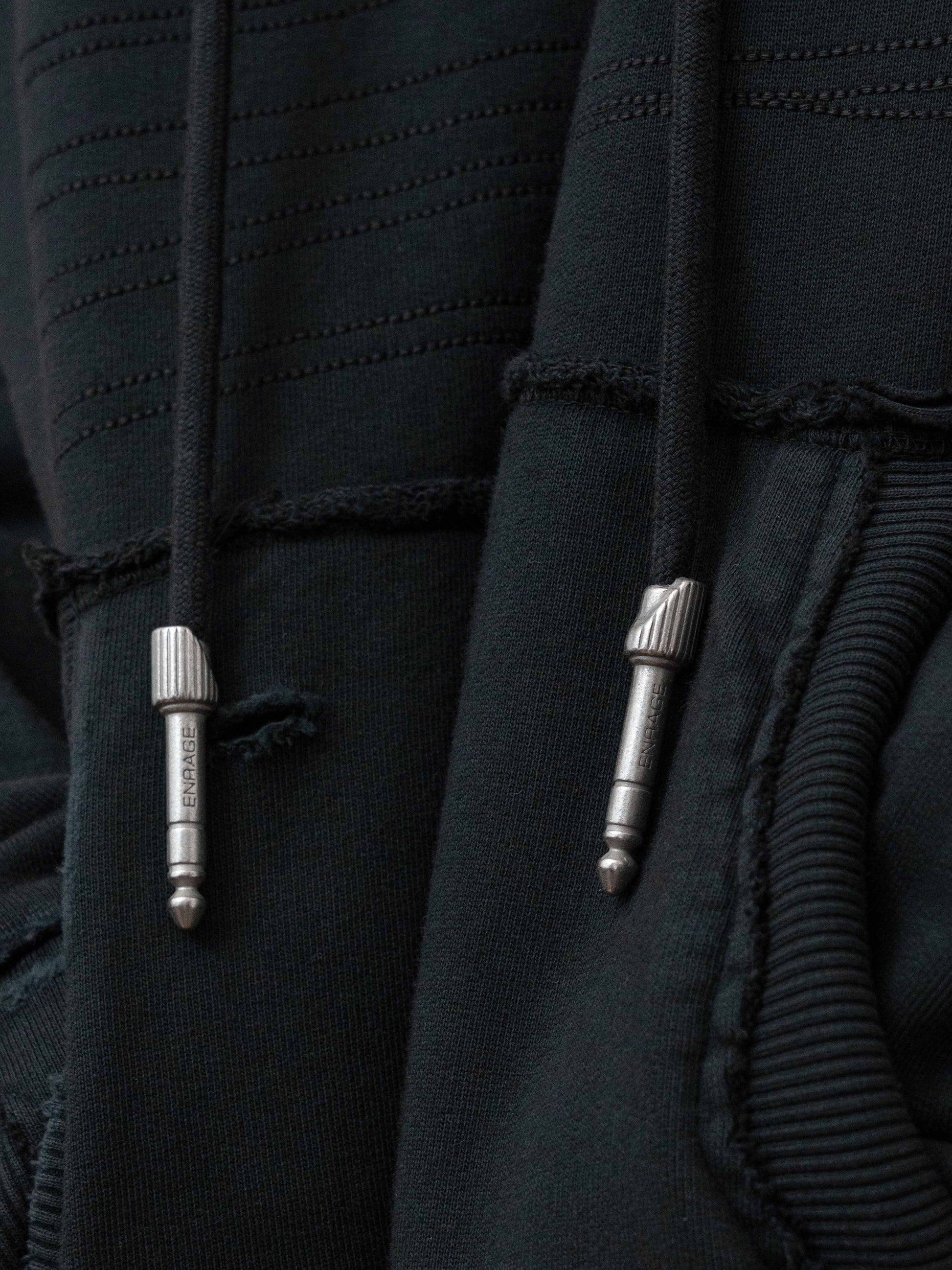 PANEL HOODIE - GARMENT DYED BLACK