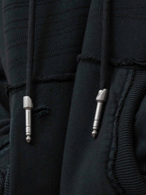 PANEL HOODIE - GARMENT DYED BLACK