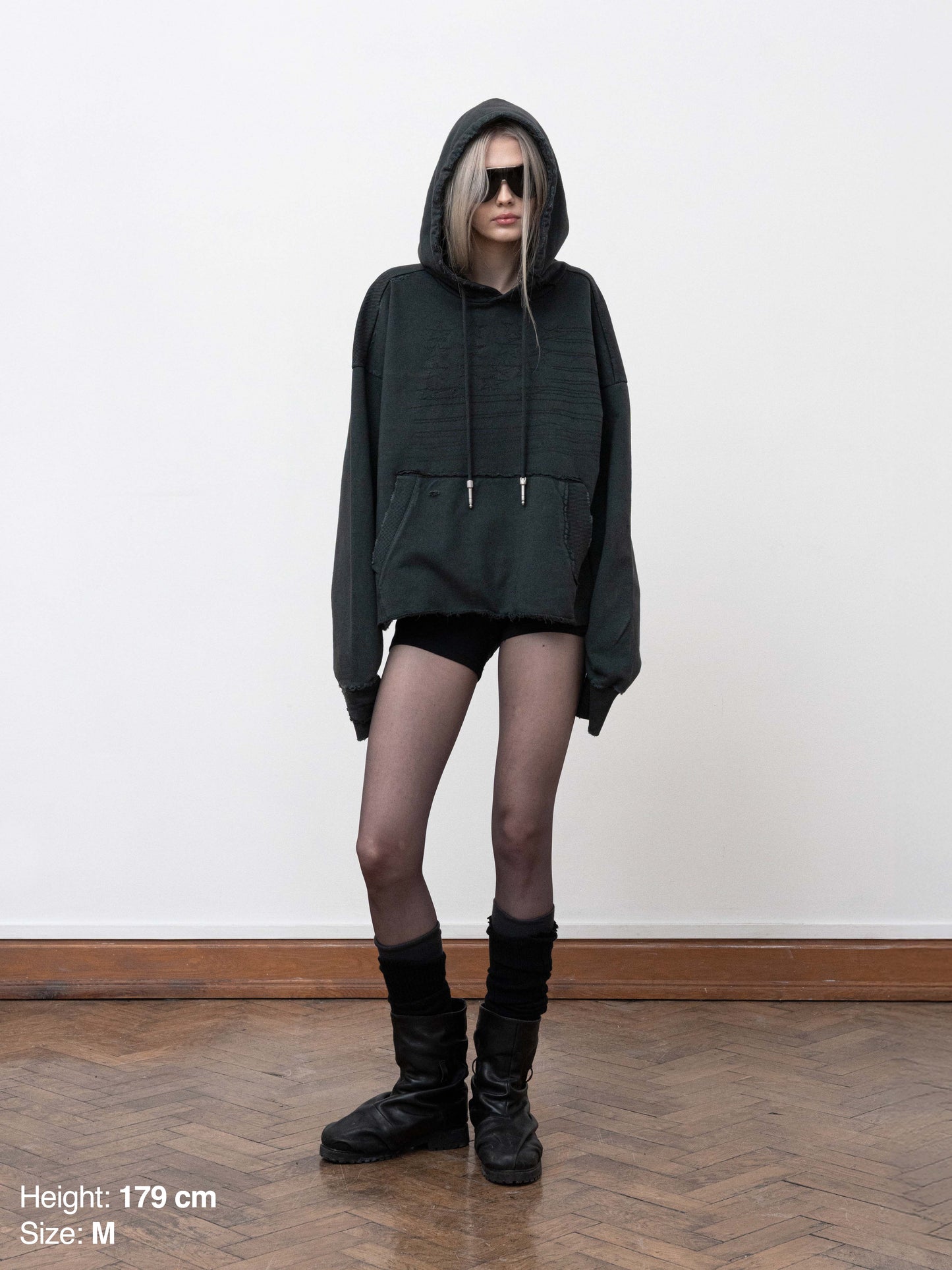 PANEL HOODIE - GARMENT DYED BLACK