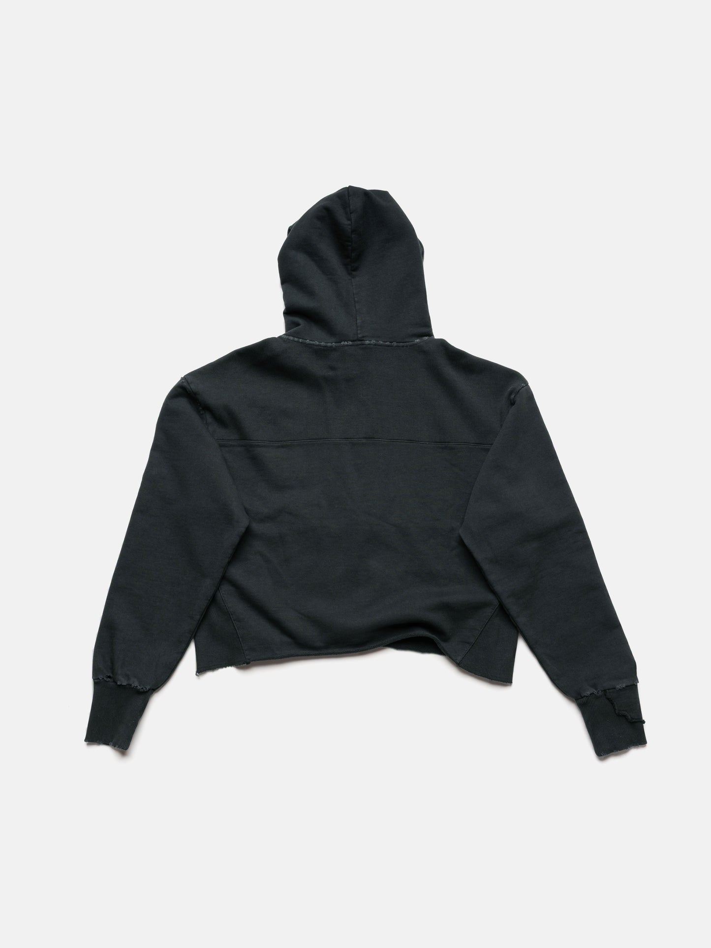 PANEL HOODIE - GARMENT DYED BLACK