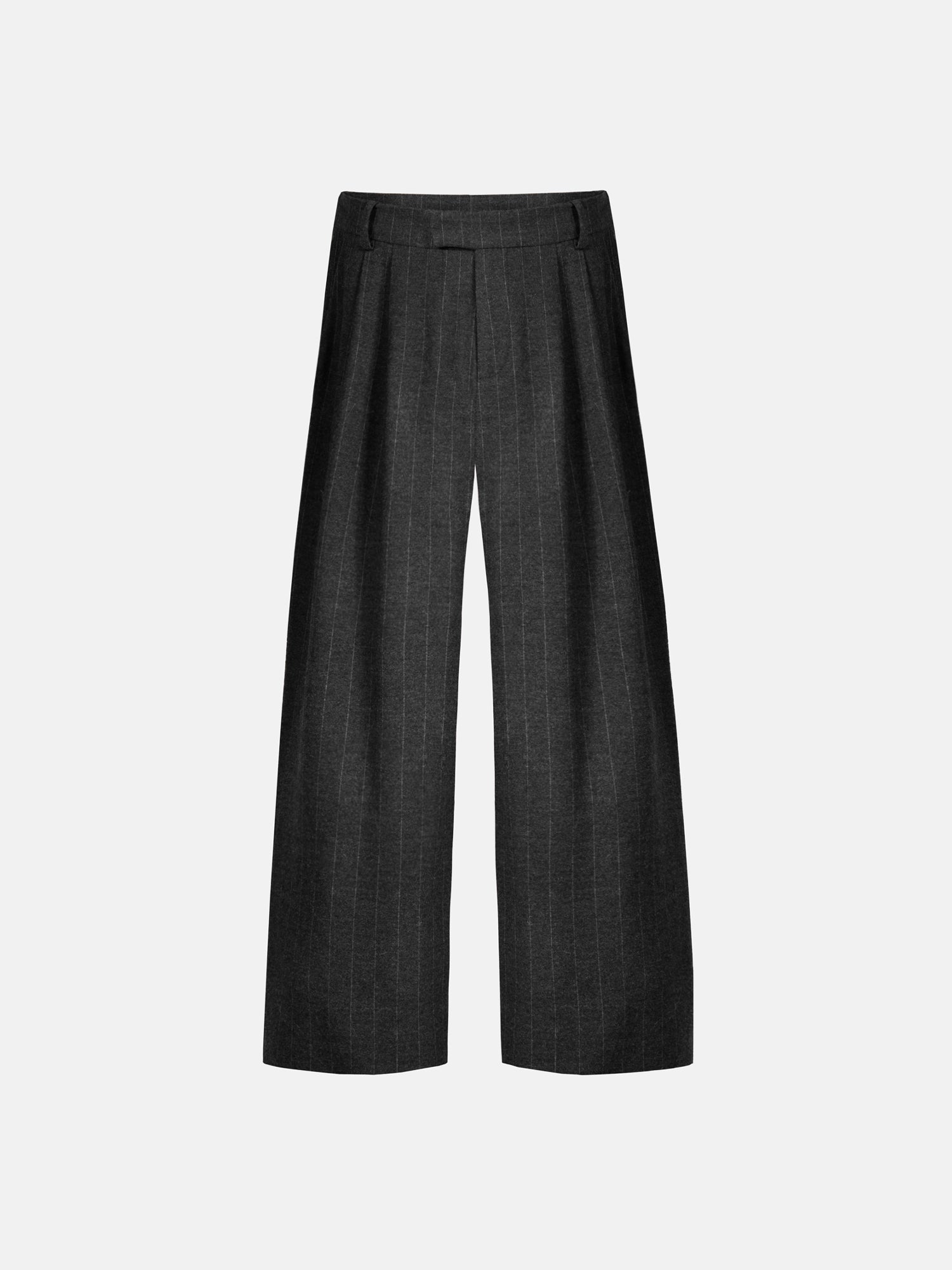 PINSTRIPE PLEATED PANTS - SCHWARZ