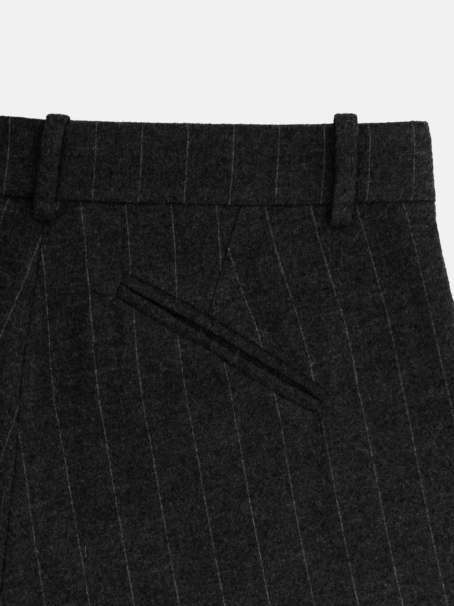 PINSTRIPE PLEATED PANTS - BLACK