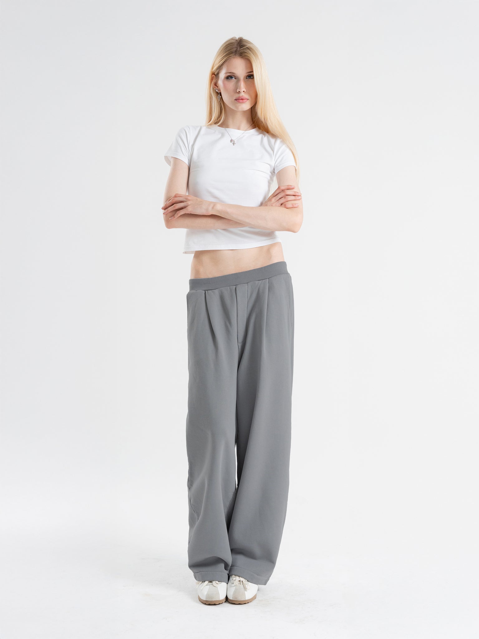 PLEATED SWEATPANTS - GRAY
