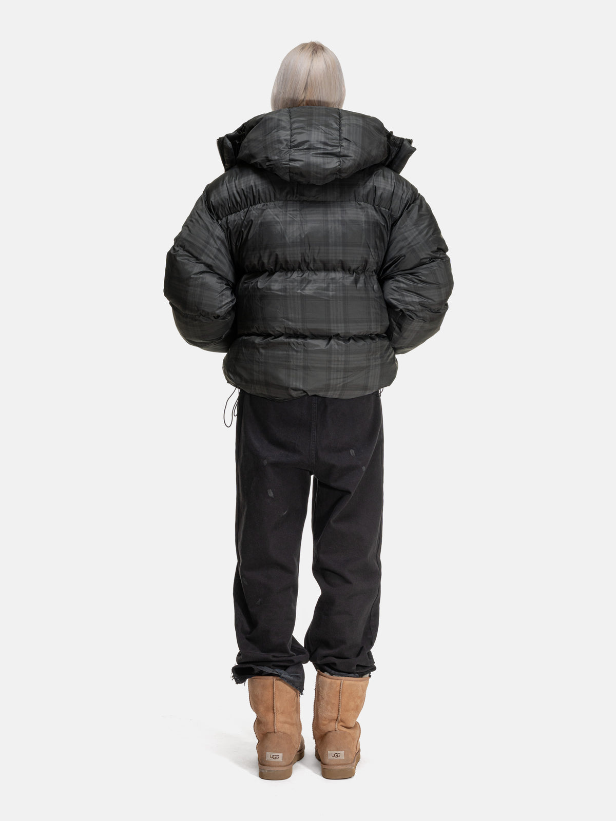 PUFFY JACKET - BLACK CHECKERED