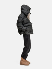 PUFFY JACKET - BLACK CHECKERED