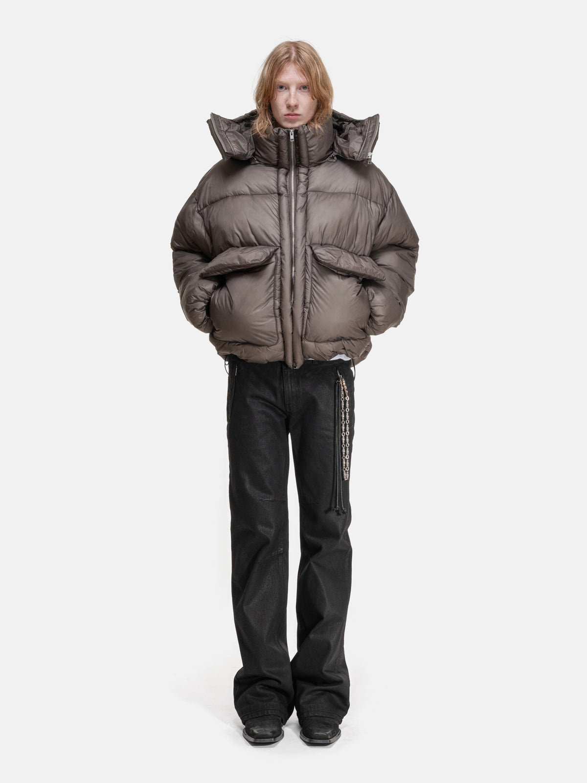PUFFY JACKET - DYED GREY