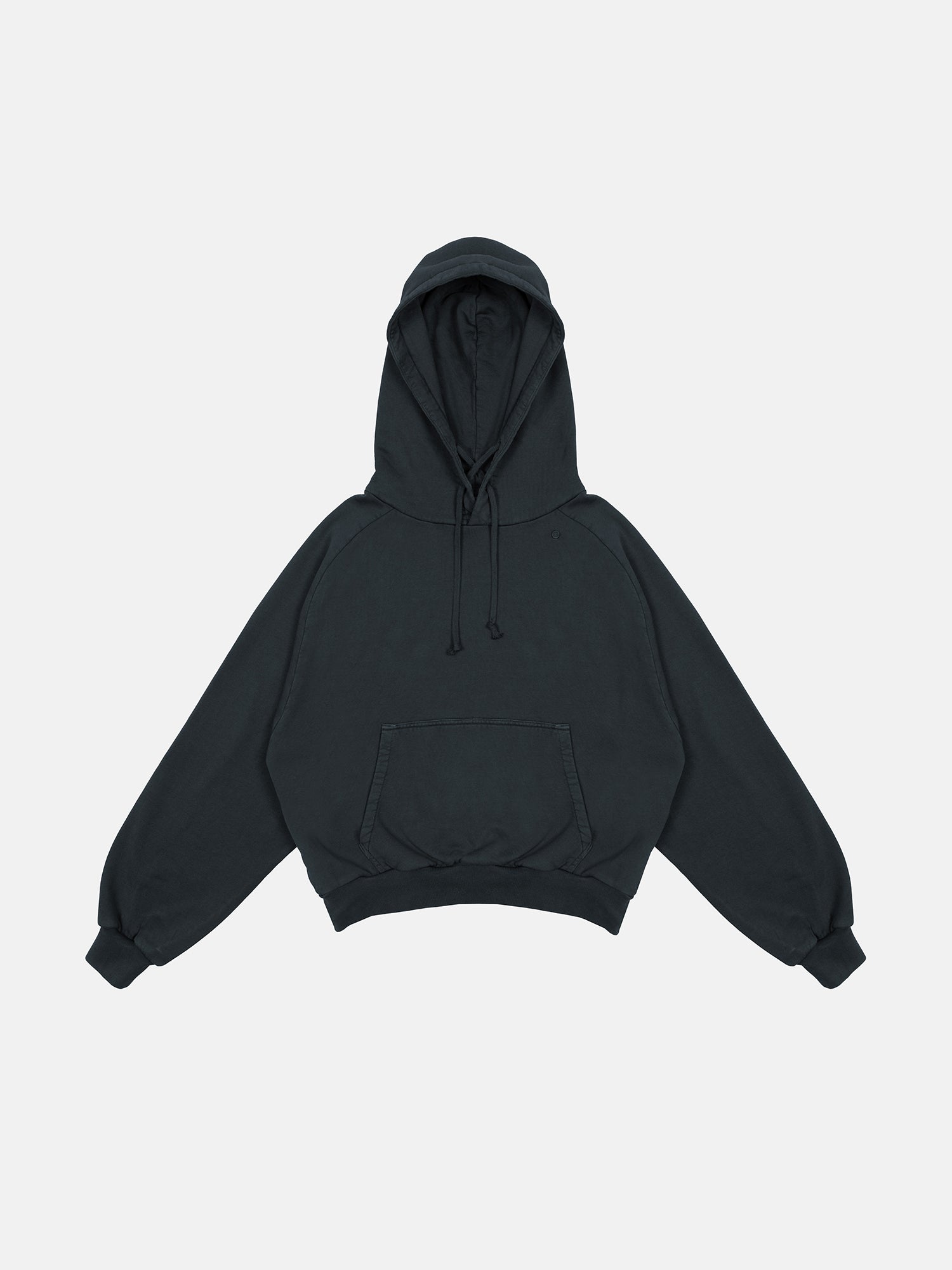 RETRO DRAWSTRING HOODIE - BLACK