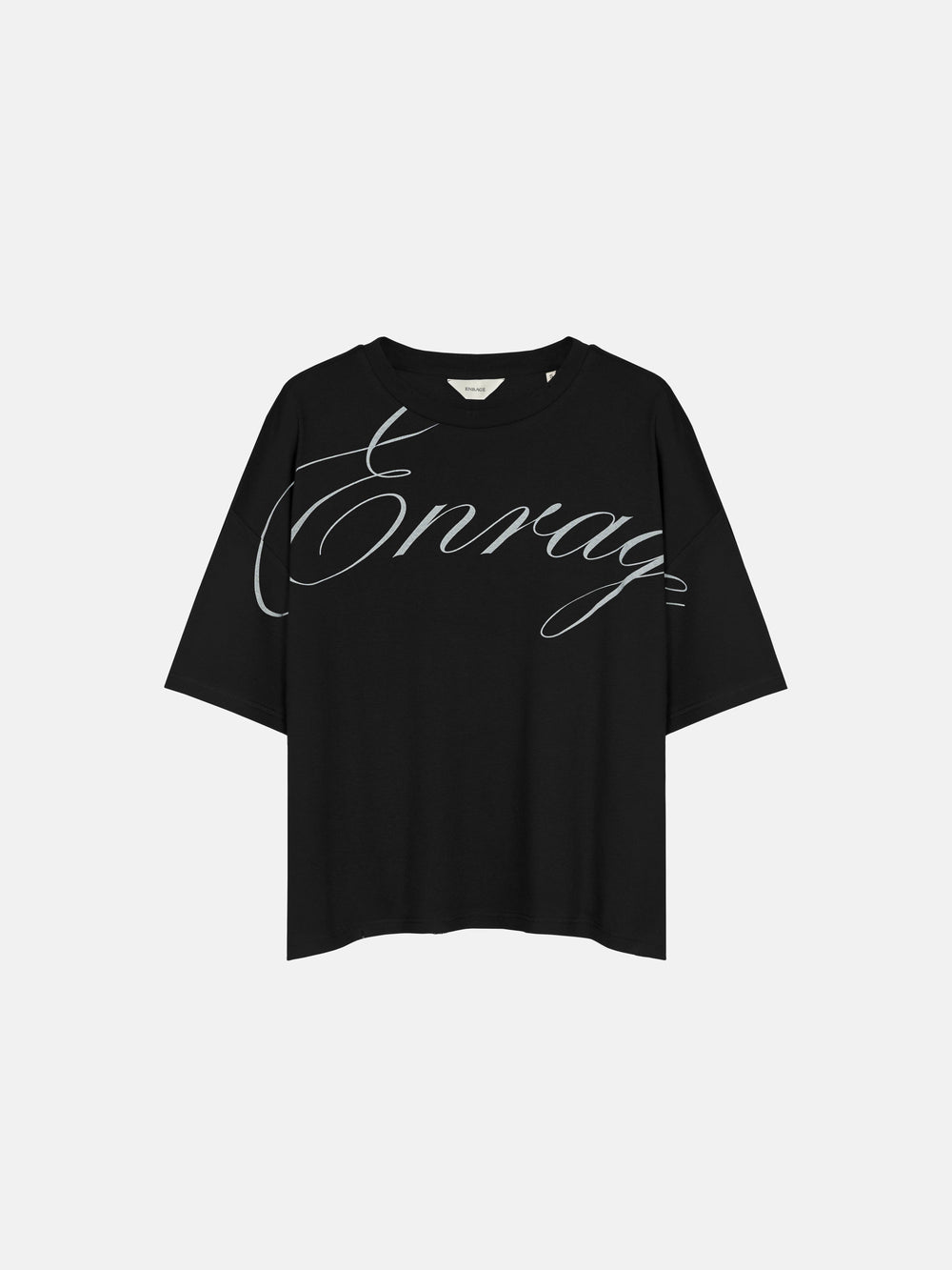 RIB BAGGY TEE SCRIPT - BLACK