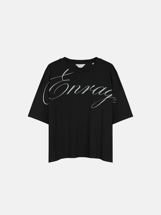RIB BAGGY TEE SCRIPT - BLACK