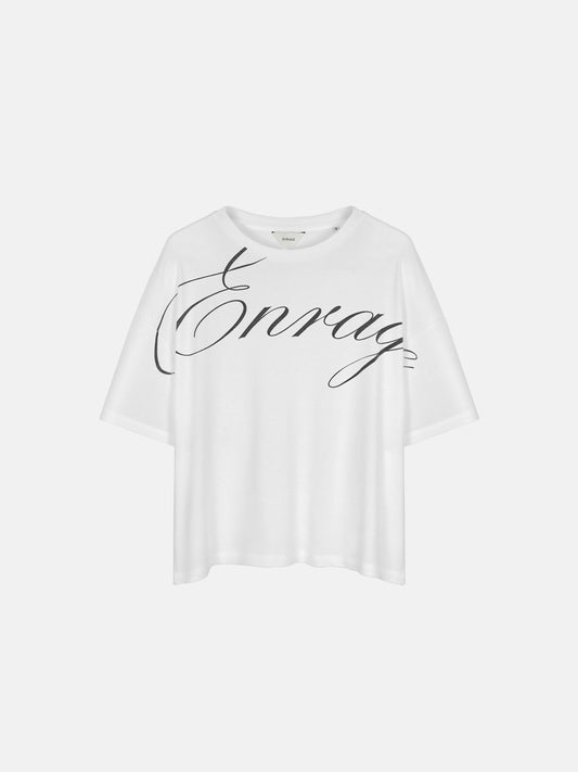 RIB BAGGY TEE SCRIPT - WHITE