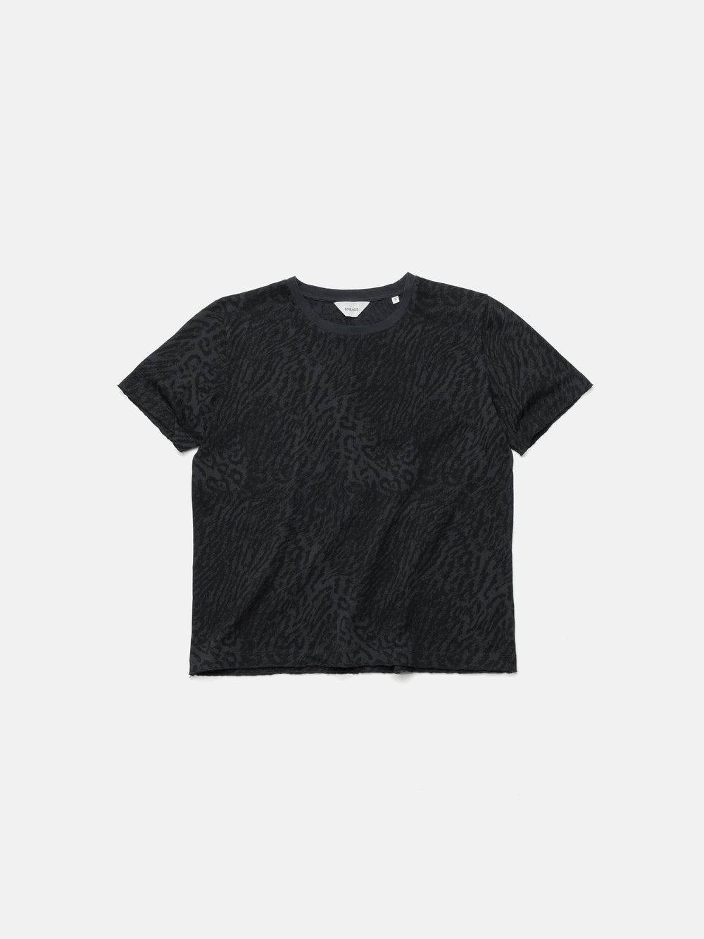 ROUND NECK TEE - BLACK LEOPARD