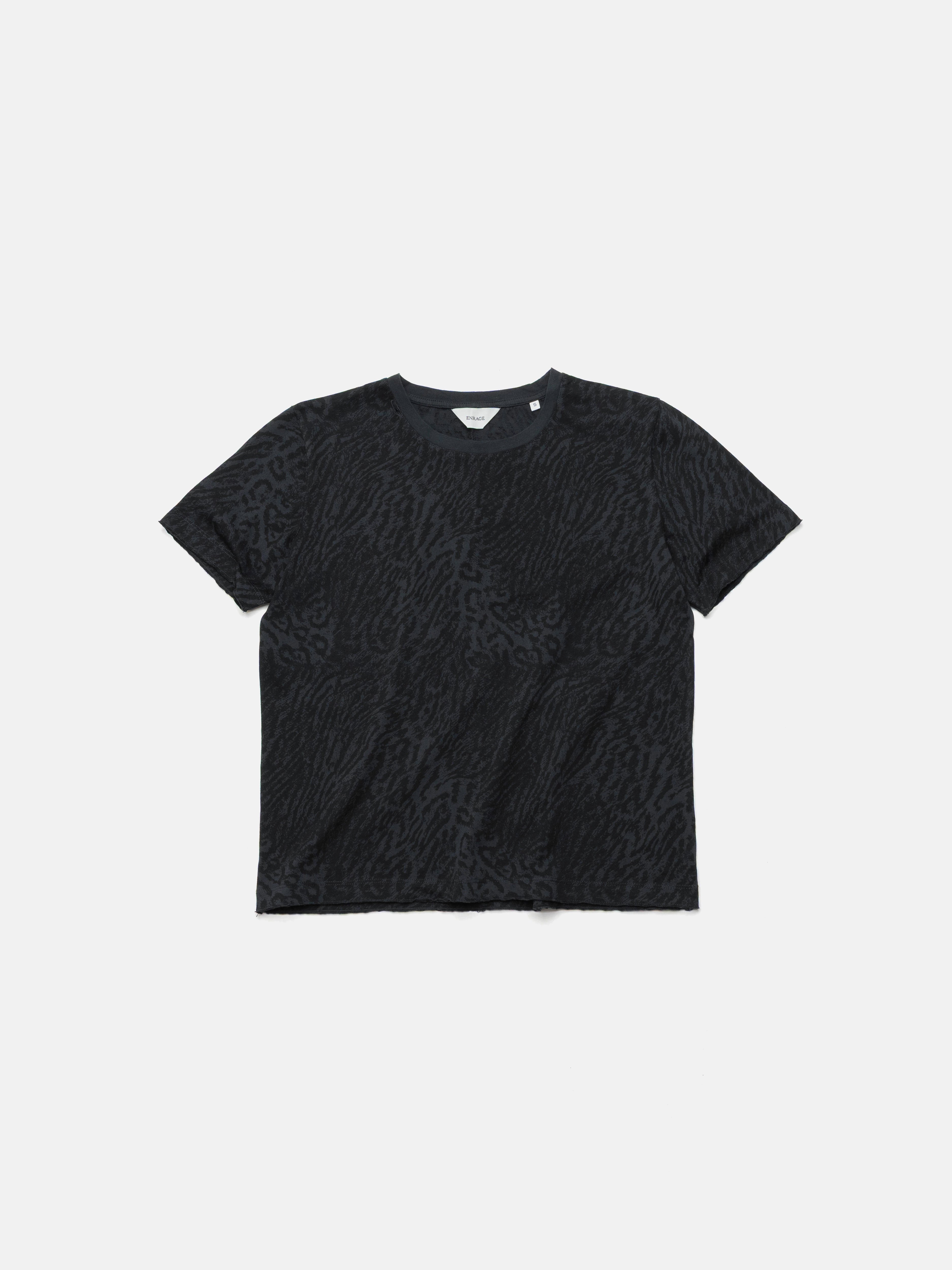 ROUND NECK TEE - BLACK LEOPARD