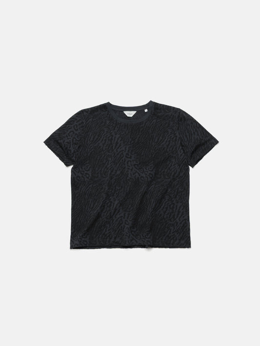 ROUND NECK TEE - BLACK LEOPARD