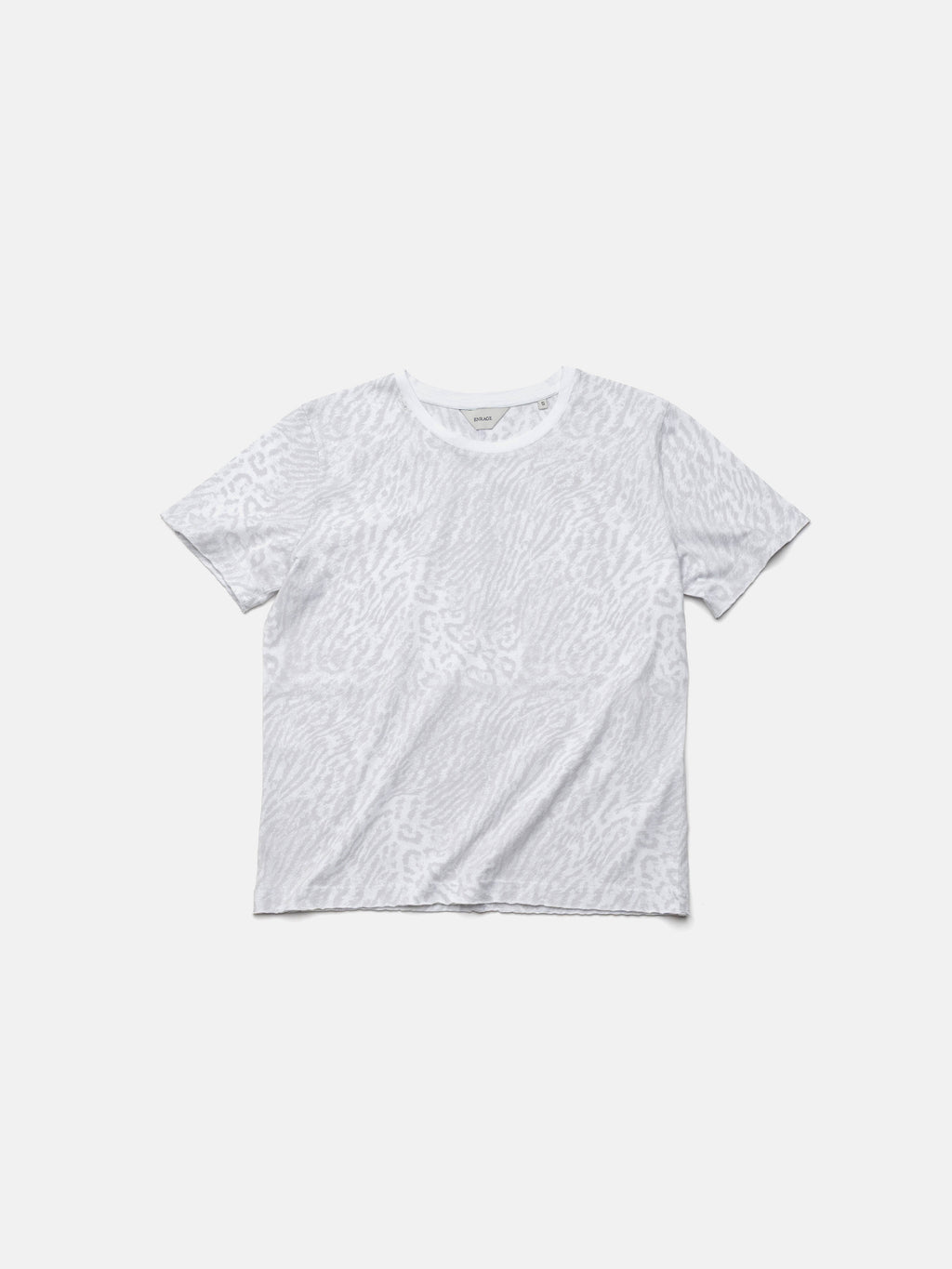 ROUND NECK TEE - WHITE LEOPARD
