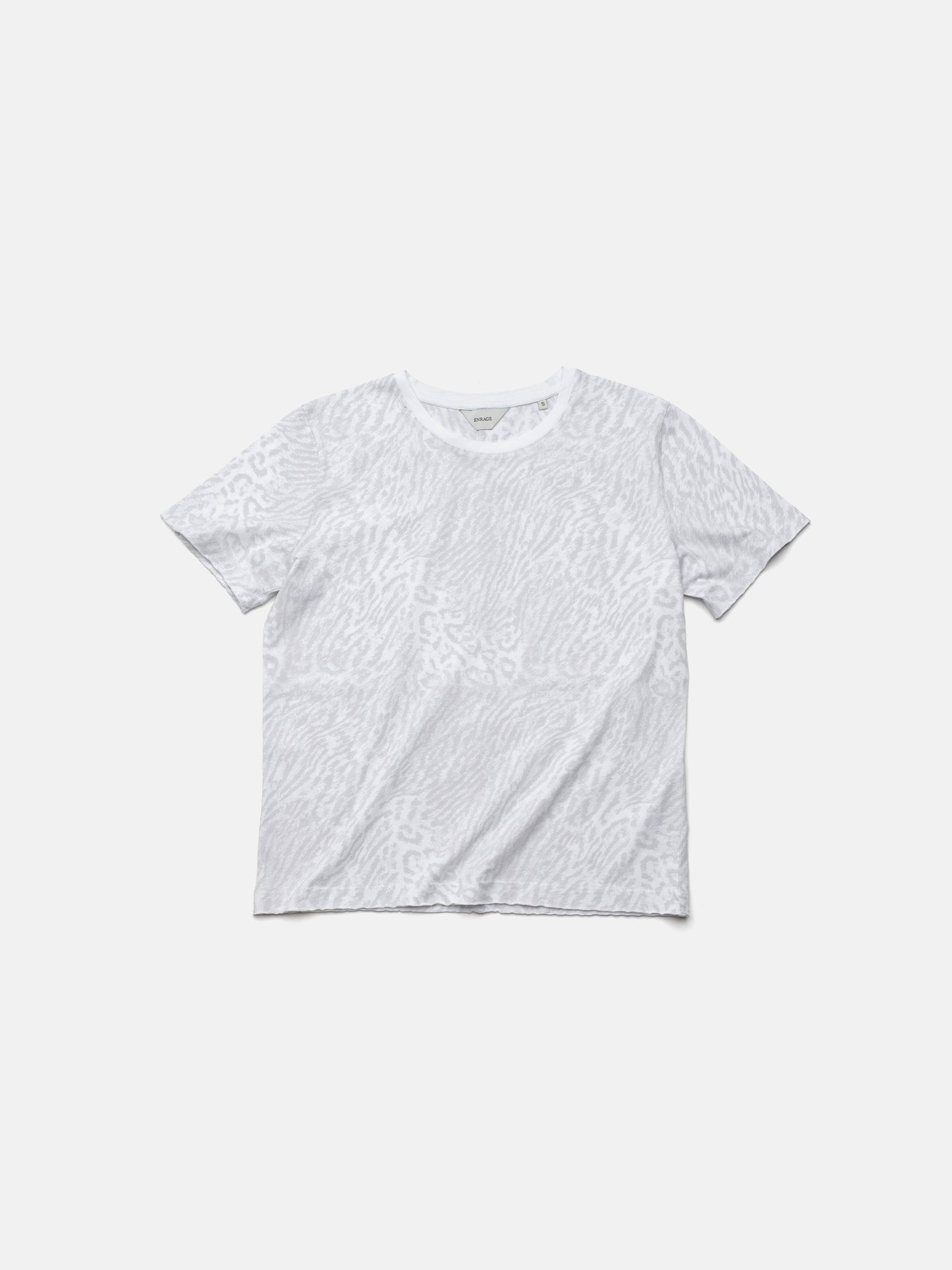 ROUND NECK TEE - WHITE LEOPARD