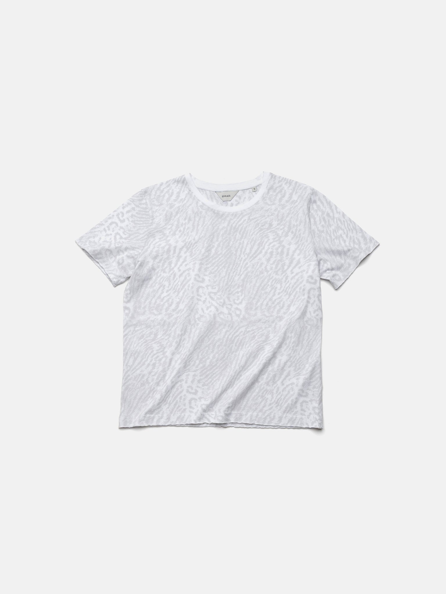 ROUND NECK TEE - WHITE LEOPARD