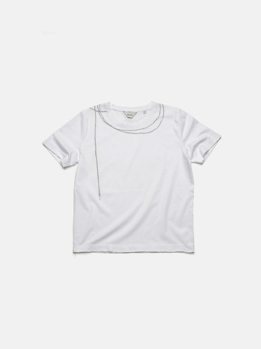 ROUND NECK TEE - WHITE WIRED