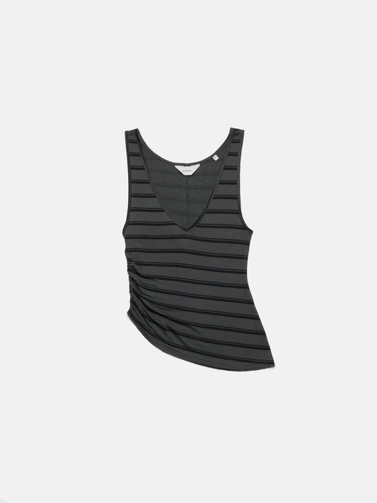 SCOOP NECK TOP - BLACK STRIPED