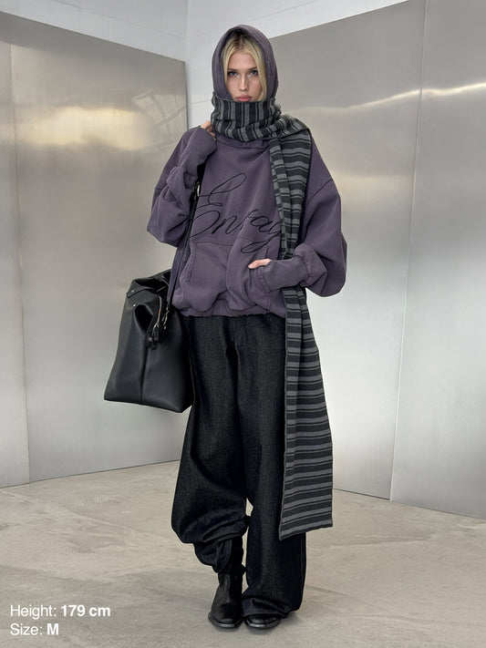 SCRIPT HOODIE - AUBERGINE
