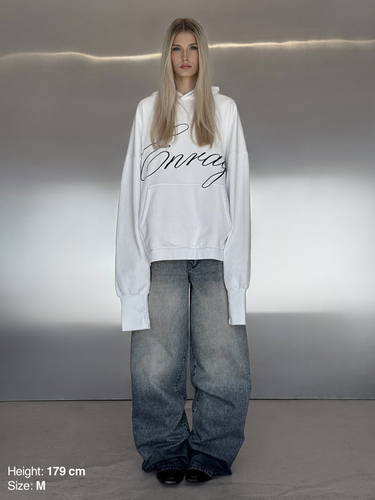 SCRIPT HOODIE - WHITE
