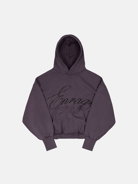 SCRIPT HOODIE - AUBERGINE