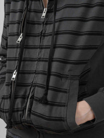 SLIM ZIP HOODIE - BLACK STRIPED