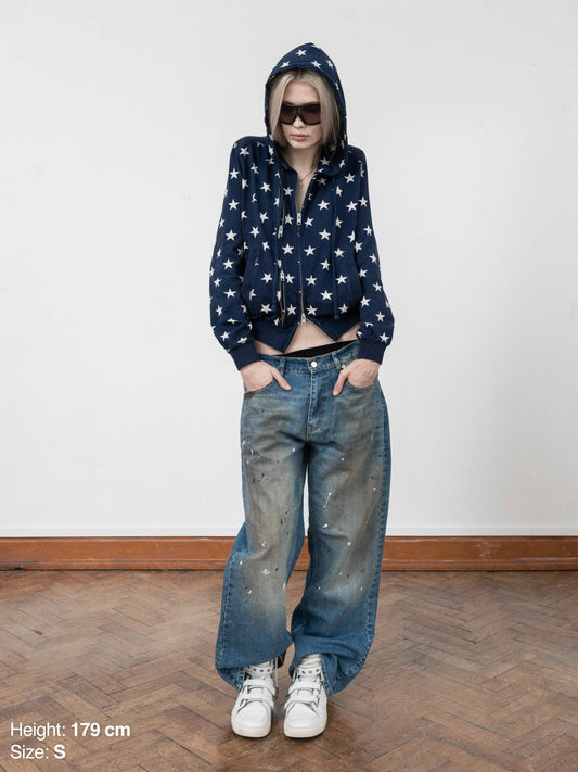 SLIM ZIP HOODIE - STARS
