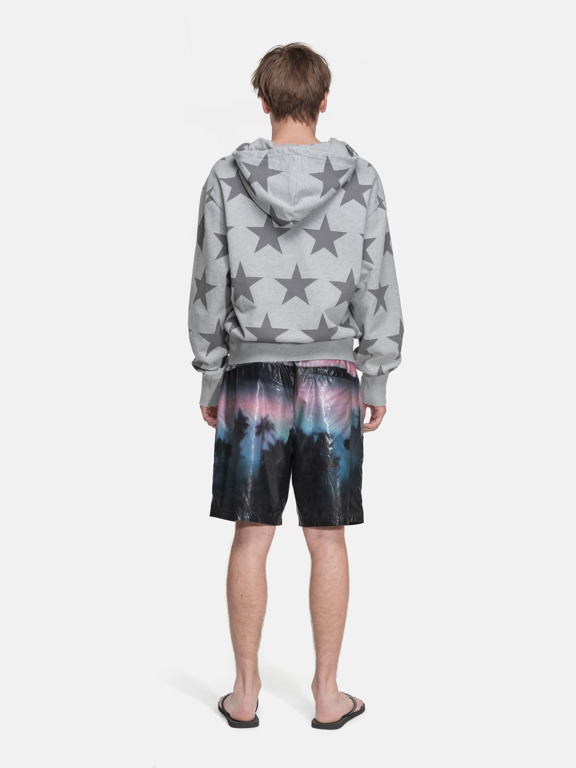 RIPPED COLLAR HOODIE - STARS