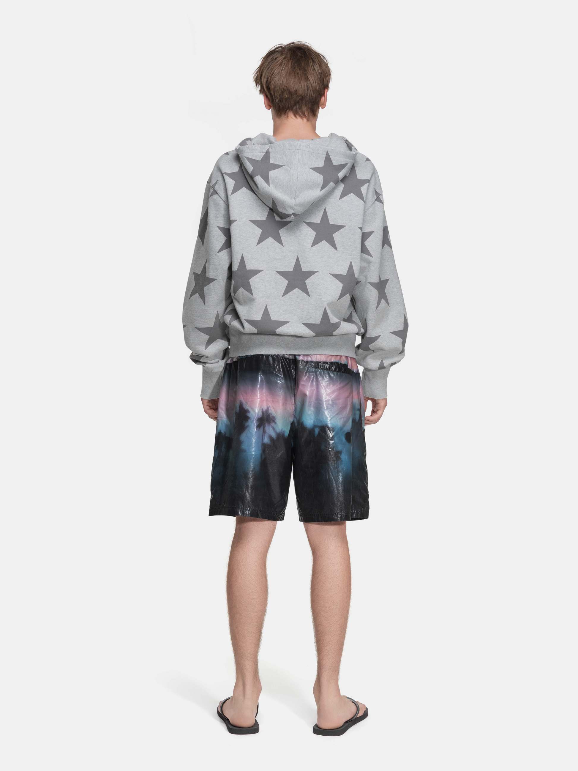 RIPPED COLLAR HOODIE - STARS