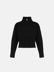 ZIP CARDIGAN - BLACK